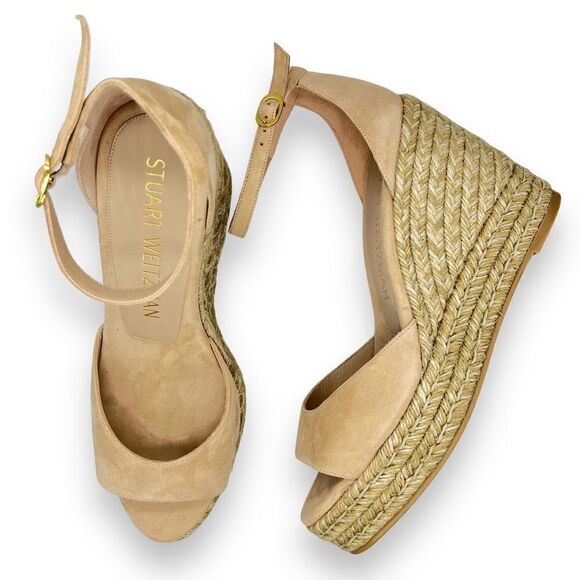 stuart weitzman nudist‎ curve espadrille wedges suede - Picture 2 of 10